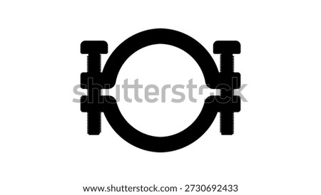Pipe Support Brackets, black isolated silhouette