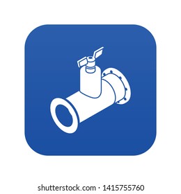 Pipe tap icon blue vector isolated on white background