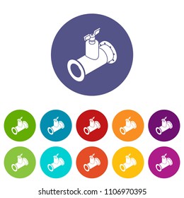 Pipe tap icons color set vector for any web design on white background