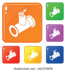 Pipe tap icons set collection vector 6 color isolated on white background