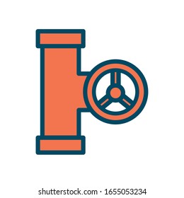pipe with tap line and fill style icon design, Oil industry Gas energy fuel technology power industrial production and petroleum theme Vector illustration