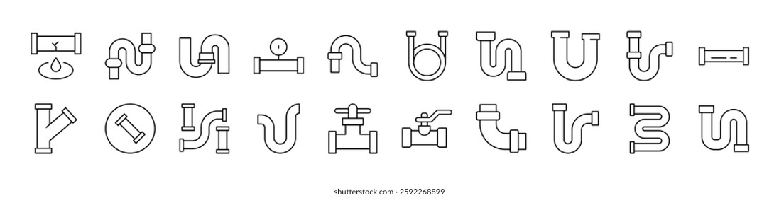 Pipe Thin Icons Collection. Editable Stroke. Suitable for Web Sites, Books, Cards, Apps