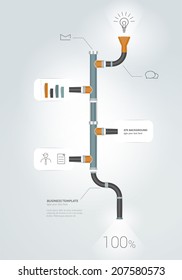 Pipe timeline infographics chart. Vector illustration.