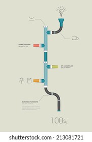 Pipe timeline infographics template. Vector illustration. 