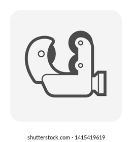 Pipe or tube cutter or pipecutter vector icon. Tool for plumber, worker or professional to cut copper pipe or tube to repair, installation, construction or maintenance work of refrigerant pipeline.