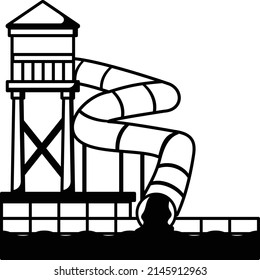 pipe or tube slide vector icon design, water world symbol, recreation play ground Sign, Amusement or theme park stock illustration, funnel water slides Concept,