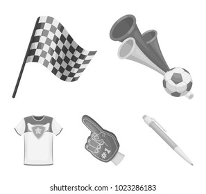 Pipe, uniform and other attributes of the fans.Fans set collection icons in monochrome style vector symbol stock illustration web.