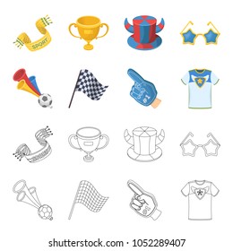 Pipe, uniform and other attributes of the fans.Fans set collection icons in cartoon,outline style vector symbol stock illustration web.