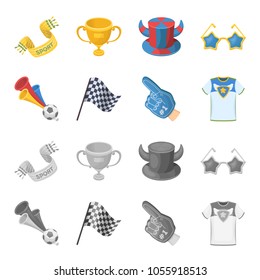 Pipe, uniform and other attributes of the fans.Fans set collection icons in cartoon,monochrome style vector symbol stock illustration web.
