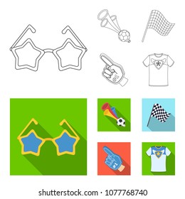 Pipe, uniform and other attributes of the fans.Fans set collection icons in outline,flat style vector symbol stock illustration web.
