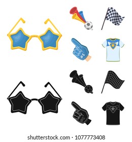 Pipe, uniform and other attributes of the fans.Fans set collection icons in cartoon,black style vector symbol stock illustration web.