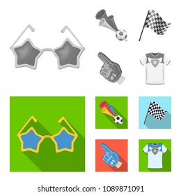 Pipe, uniform and other attributes of the fans.Fans set collection icons in monochrome,flat style vector symbol stock illustration web.