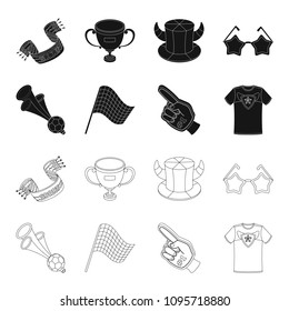 Pipe, uniform and other attributes of the fans.Fans set collection icons in black,outline style vector symbol stock illustration web.