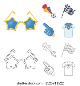 Pipe, uniform and other attributes of the fans.Fans set collection icons in cartoon,outline style vector symbol stock illustration web.