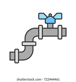 Pipe with valve color icon. Isolated vector illustration
