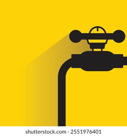 pipe and valve with drop shadow on yellow background