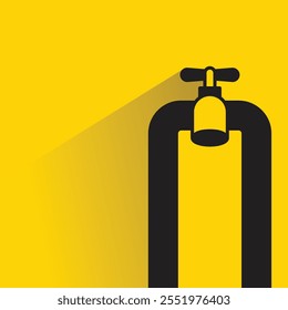 pipe and valve with drop shadow on yellow background