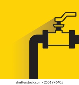 pipe and valve with drop shadow on yellow background