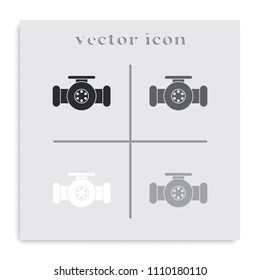 Pipe with valve flat black and white vector icon.