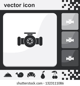Pipe with valve flat set of buttons vector icon.