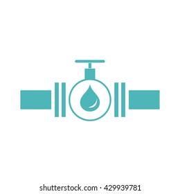 Pipe with valve and fuel drops icon on a white background