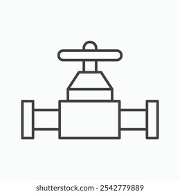 Pipe valve icon in black and white outlined stroke