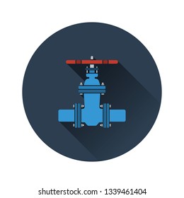 Pipe valve icon. Flat color design. Vector illustration.