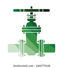 Pipe valve icon. Flat color design. Vector illustration.