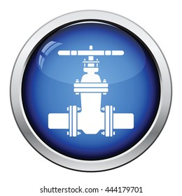 Pipe valve icon. Glossy button design. Vector illustration.