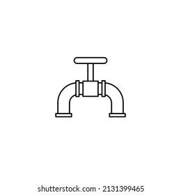 Pipe with valve icon on  background . Vector illustration.
Icon of the valve pipe in a linear style
