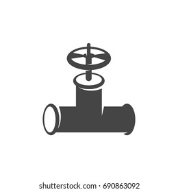 Pipe with valve icon on white background. Pipe with valve vector logo illustration isolated sign symbol. Modern pictogram for web graphics