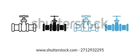 pipe valve icon set. water pipe symbol. plumbing icon. faucet water control icon. vector illustration 