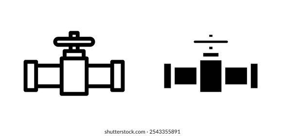 Coleção de símbolos de ícone de válvula de tubo em fundo branco.