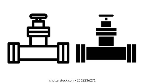 Pipe valve Icons pack in outlined and flat versions