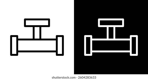 Pipe valve icons vectors set in stroke line style.