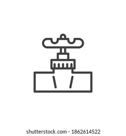 Pipe valve line icon. linear style sign for mobile concept and web design. Water tap outline vector icon. Symbol, logo illustration. Vector graphics