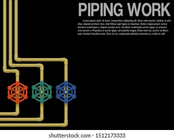 Pipe and valve on black background
