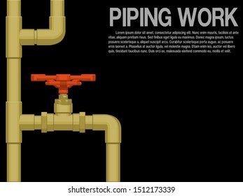 Pipe and valve on black background
