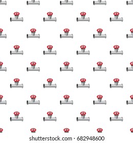 Pipe with a valve pattern seamless repeat in cartoon style vector illustration