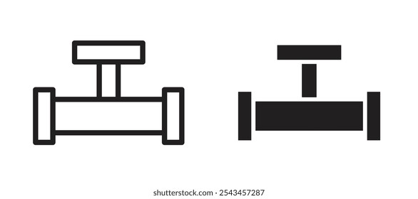 Pipe valve vector icon set in black.