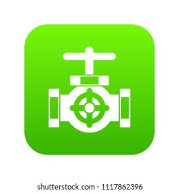 Pipe with a valves icon digital green for any design isolated on white vector illustration