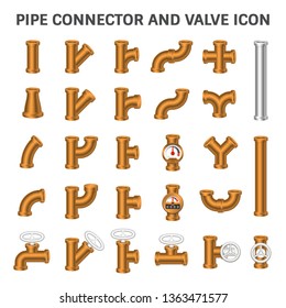 Pipe vector. Consist of flange joint, valve, pressure gauge and meter. Use in pipeline construction to transport refined product i.e. gasoline, kerosene, jet fuel and heating oil from refineries.