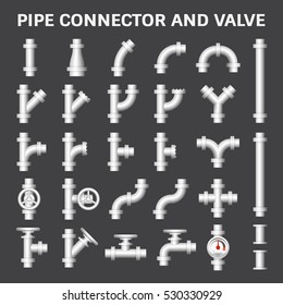 Pipe vector. Consist of flange joint, valve, pressure gauge and meter. Use in pipeline construction to transport refined product i.e. gasoline, kerosene, jet fuel and heating oil from refineries.