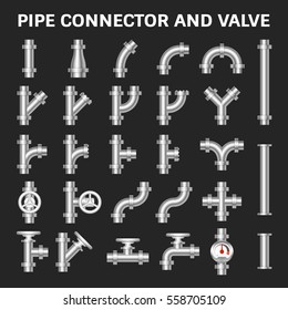 Vektorsymbol von Stahlrohrstecker und -ventil für Klempnerarbeiten.