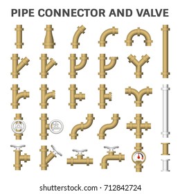 Pipe vector. Consist of flange joint, valve, pressure gauge and meter. Use in pipeline construction to transport refined product i.e. gasoline, kerosene, jet fuel and heating oil from refineries.