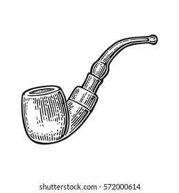 Pipe. Vector engraving vintage black illustration isolated on white background.