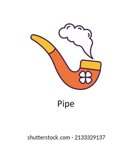 Ilustración de diseño de iconos de esquema rellenado por vectores de tubería. Símbolo del Día de San Patricio sobre archivo EPS 10 de fondo blanco