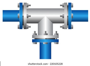 Pipe vector and flange fitting for connection with pipeline, valve and pressure gauge and transport liquid or gas i.e. crude, oil, natural gas, sewage, water, wastewater. Also for plumbing, irrigation