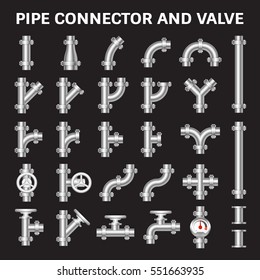 Pipe vector and flange fitting. Include control valve and pressure gauge or manometer. For pipeline construction to transportation fluid and gas i.e. crude, oil, natural gas, gasoline, kerosene etc.