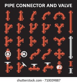 Pipe vector and flange fitting. Include control valve and pressure gauge or manometer. For pipeline construction to transportation fluid and gas i.e. crude, oil, natural gas, gasoline, kerosene etc.